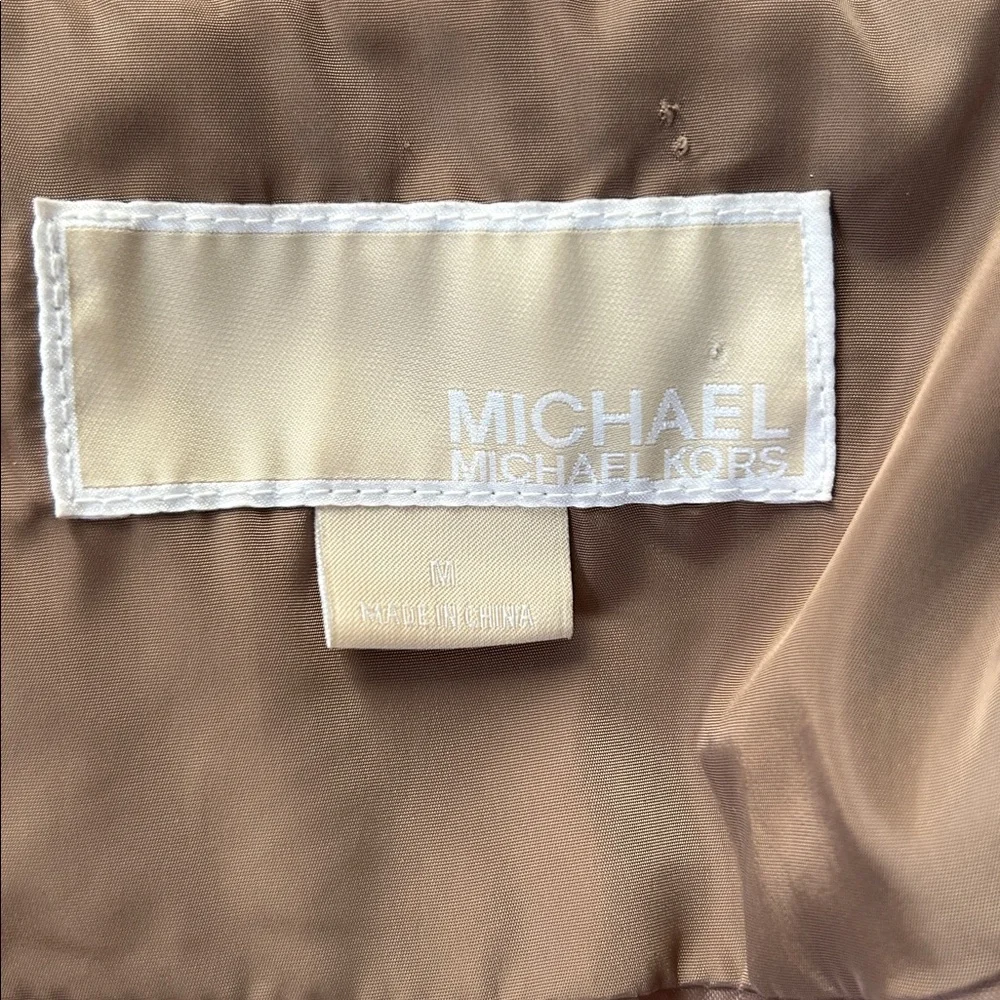 Michael Kors Light Brown Quilted Puffer Jacket Gold Accents Size M - Picture 10 of 14
